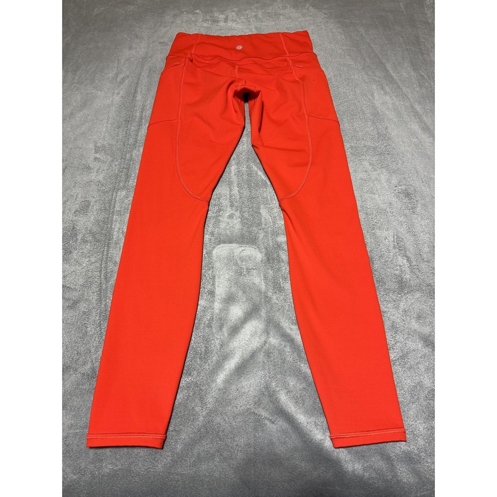 Athleta Contender Tight Leggings Womens XS Orange Full Length Zip Pocket 383962